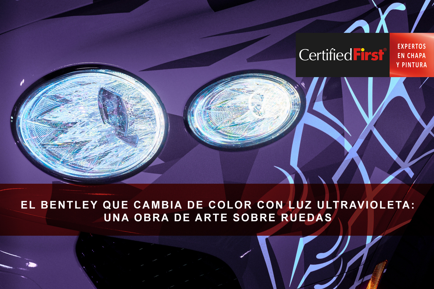 El Bentley que cambia de color con luz ultravioleta: una obra de arte sobre ruedas