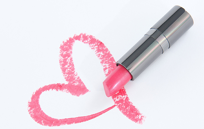 Pink Lipstick Heart On White Paper